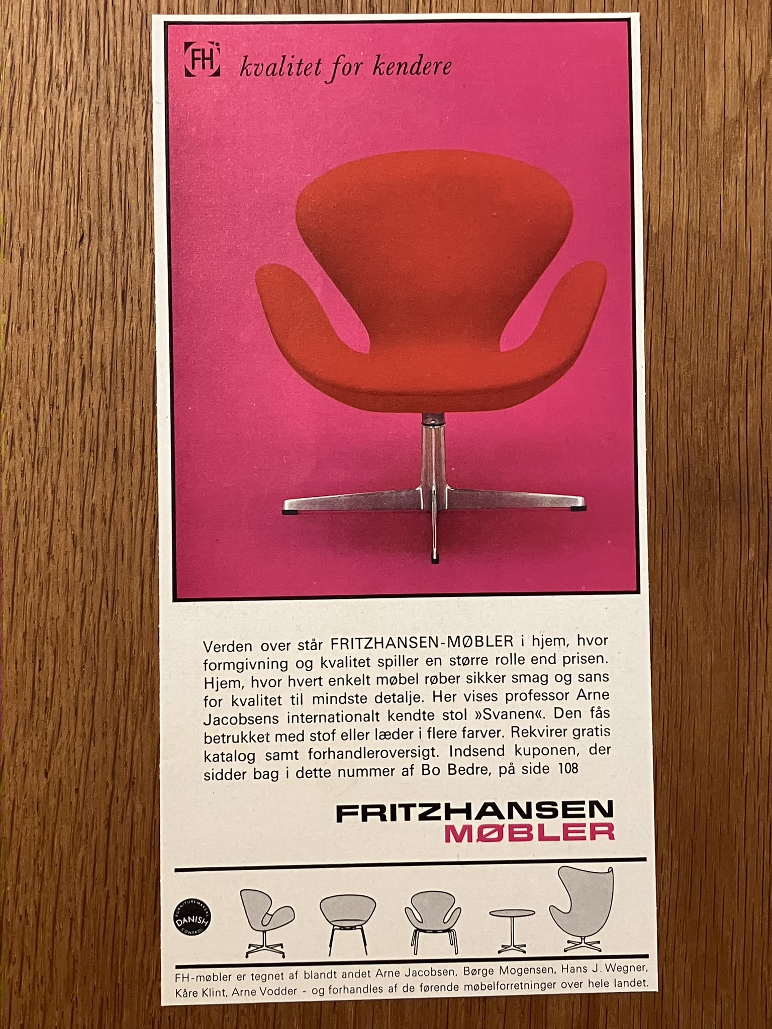 Deco reclame materiaal ‘FH Arne Jacobsen Swan chair’